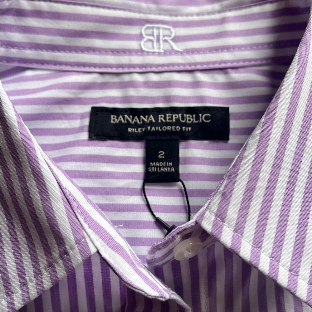 Banana Republic Lavender Striped Dress Shirt - Picture 2 of 4
